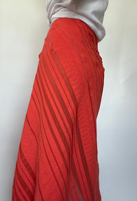 Cotton Shadow Stripe Bias Snap Skirt