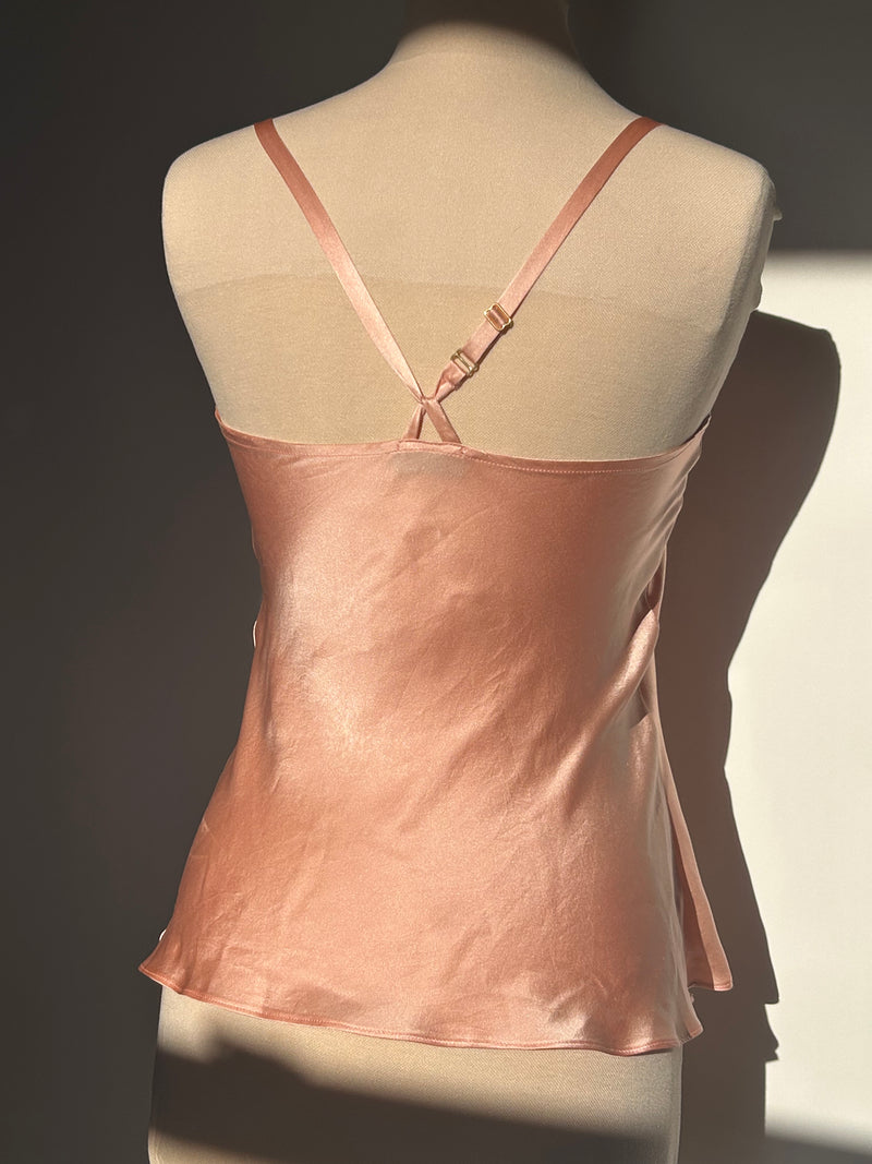 Pink Silk Charmeuse Bias Racerback Camisole