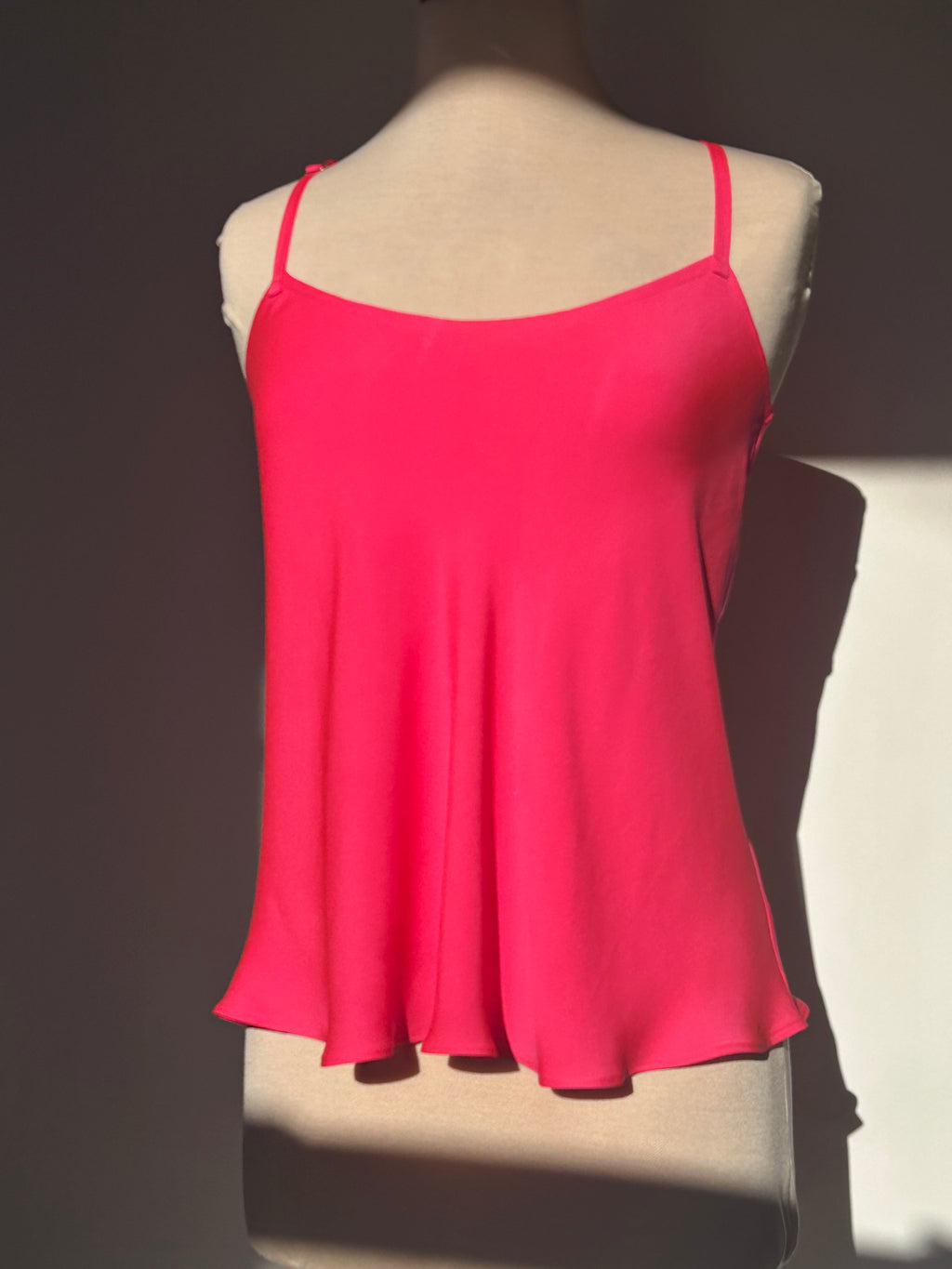 Carnation Pink Silk Georgette Racerback Camisole