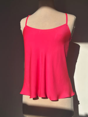 Carnation Pink Silk Georgette Racerback Camisole