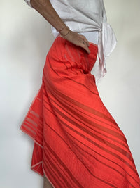 Cotton Shadow Stripe Bias Snap Skirt