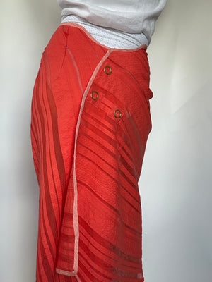 Cotton Shadow Stripe Bias Snap Skirt