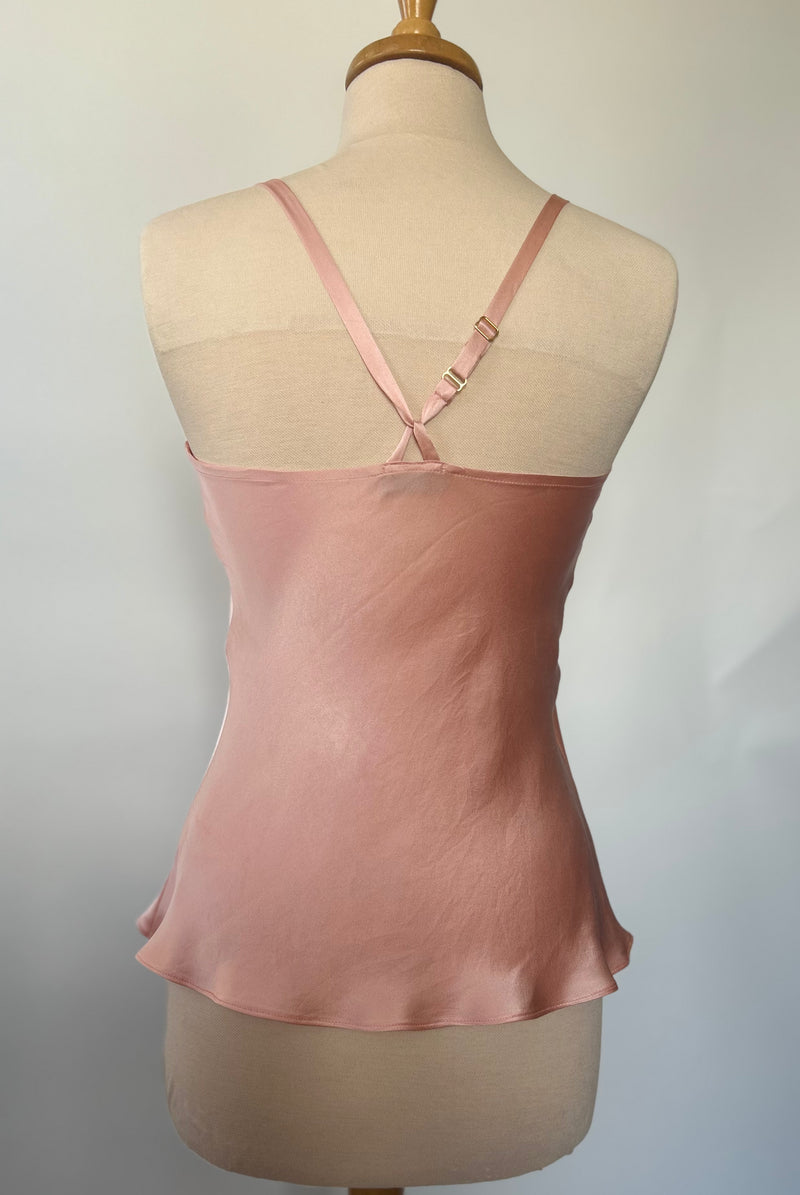 Pink Silk Charmeuse Bias Racerback Camisole