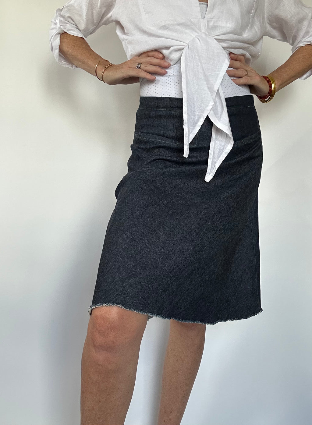 Denim Bias A-line skirt