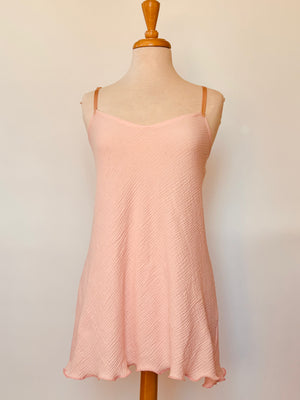 Peachy Pink Swiss Waffle Cotton Shortie Nightie