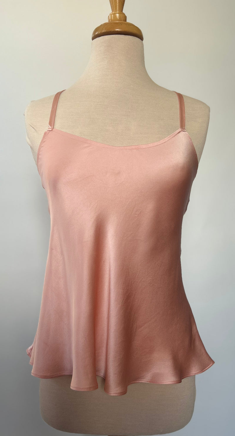 Pink Silk Charmeuse Bias Racerback Camisole