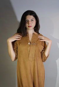 Cinnamon Vegan Suede Shirtdress