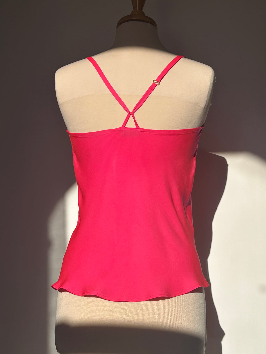 Carnation Pink Silk Georgette Racerback Camisole