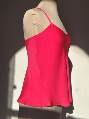 Carnation Pink Silk Georgette Racerback Camisole