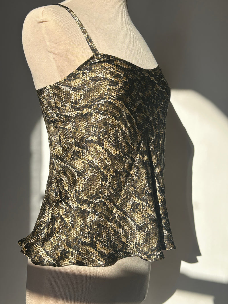 Snakeskin Silk Charmeuse Racerback Camisole