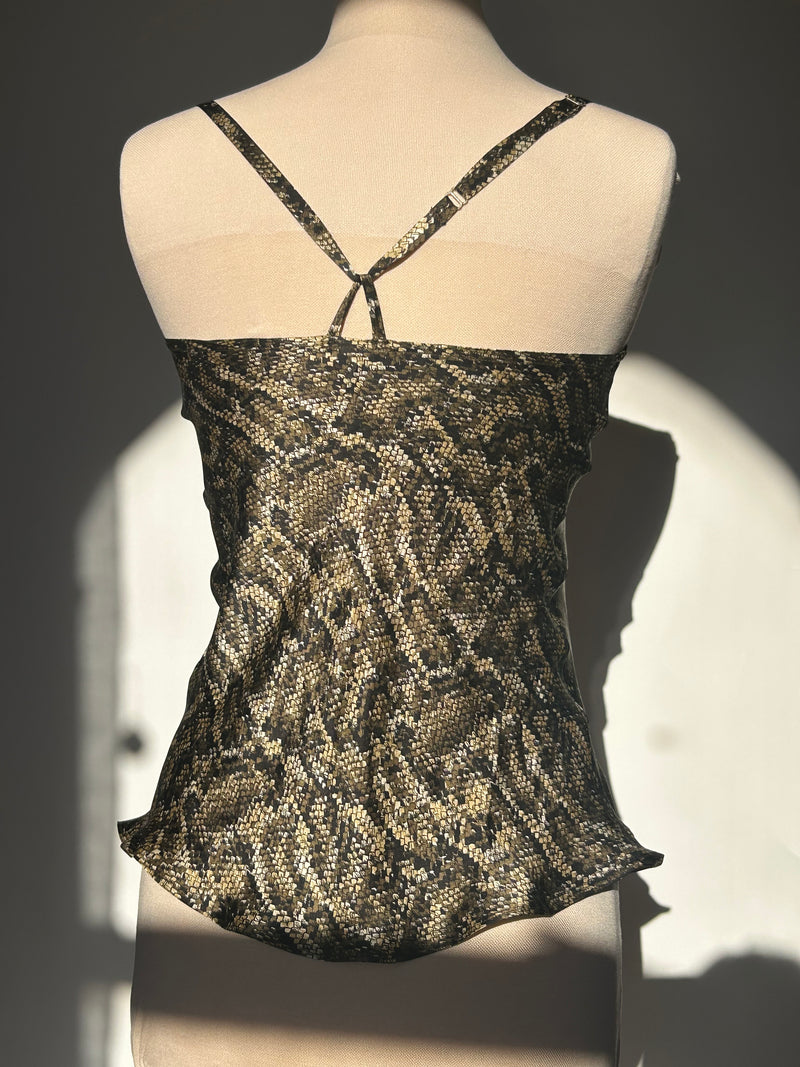 Snakeskin Silk Charmeuse Racerback Camisole