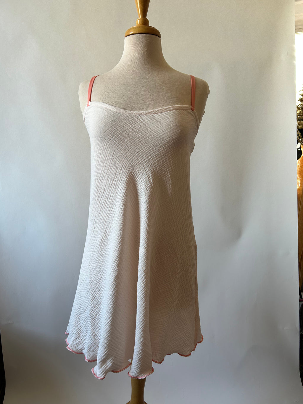 Pale Pink Doubleweight Swiss Waffle Cotton Shortie Nightie
