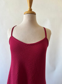 Deep Red Doubleweight Swiss Waffle Cotton Shortie Nightie