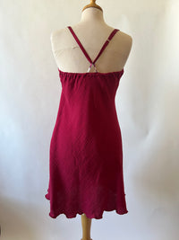Deep Red Doubleweight Swiss Waffle Cotton Shortie Nightie