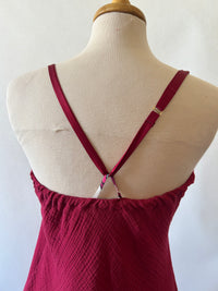 Deep Red Doubleweight Swiss Waffle Cotton Shortie Nightie