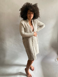 Heavyweight Gray Linen Twill Duster Coat