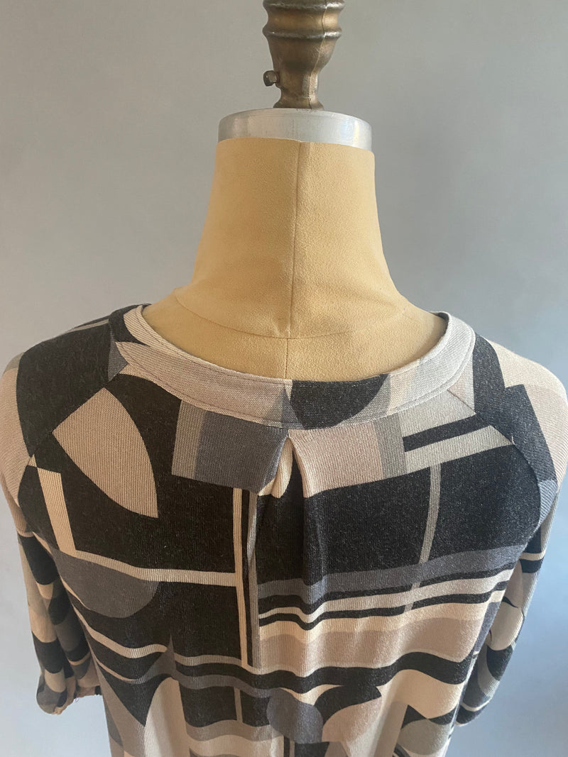 Geometric Knit Shirt Dress