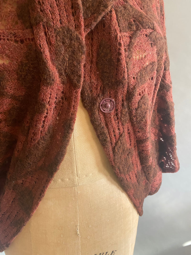Wool knit w/Felted Floral Detail Shrug
