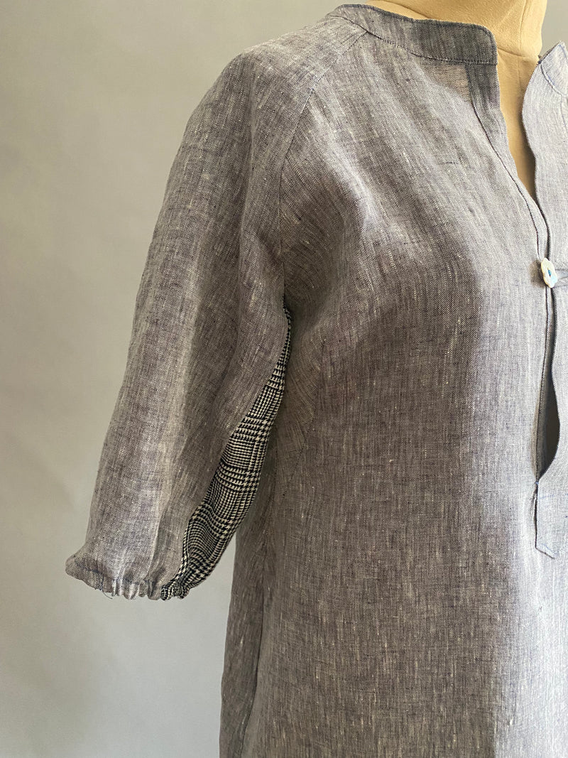 Blue Handkerchief Linen Shirt Dress