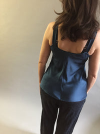 Blue Heavyweight Silk Charmeuse Camisole