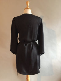 Black Silk Charmeuse Dressing Gown