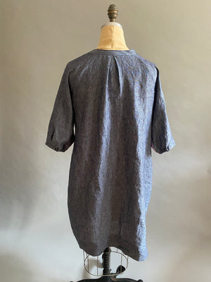 Colorblock Shirt Dress in Handkerchief Linen