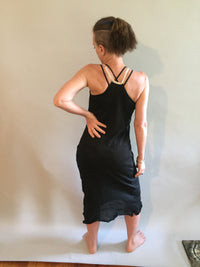 Black linen knit racerback nightgown