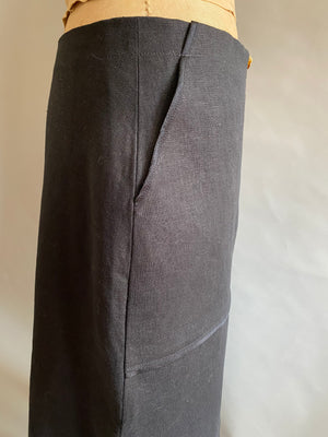 Black Linen A-line Skirt