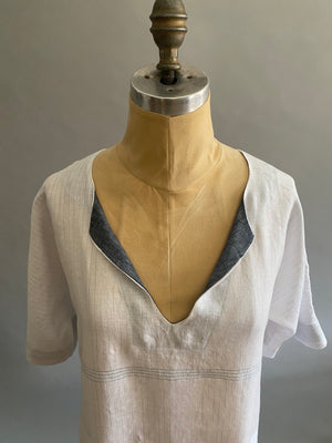 Linen Caftan With Contrasting Facing
