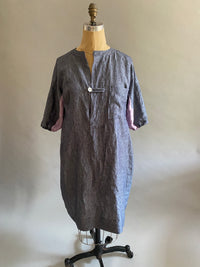 Colorblock Shirt Dress in Handkerchief Linen