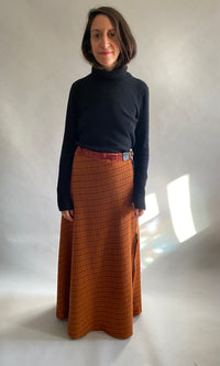 Bias Pumpkin Plaid Wool Skirt