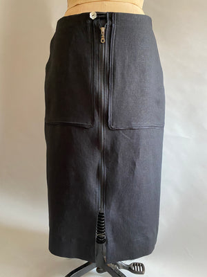 Black Linen A-line Skirt