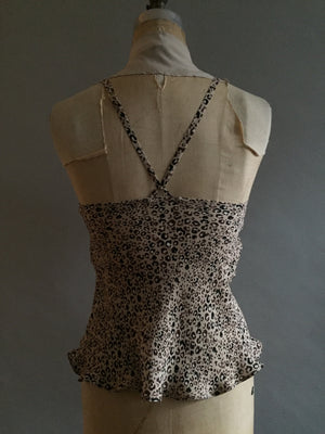 Silk georgette camisole with vintage lace neckline