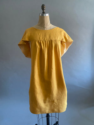 Mustard Linen Sprung/Summer Dress