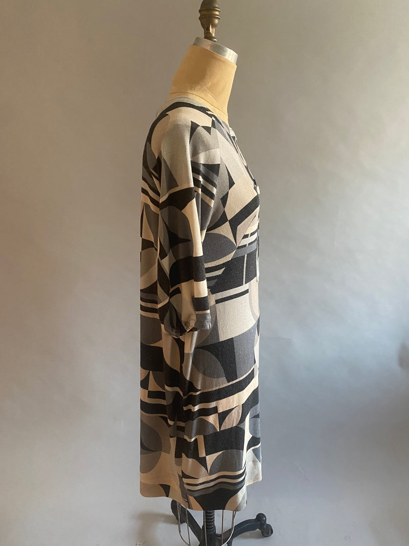Geometric Knit Shirt Dress