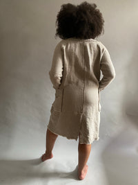 Heavyweight Gray Linen Twill Duster Coat