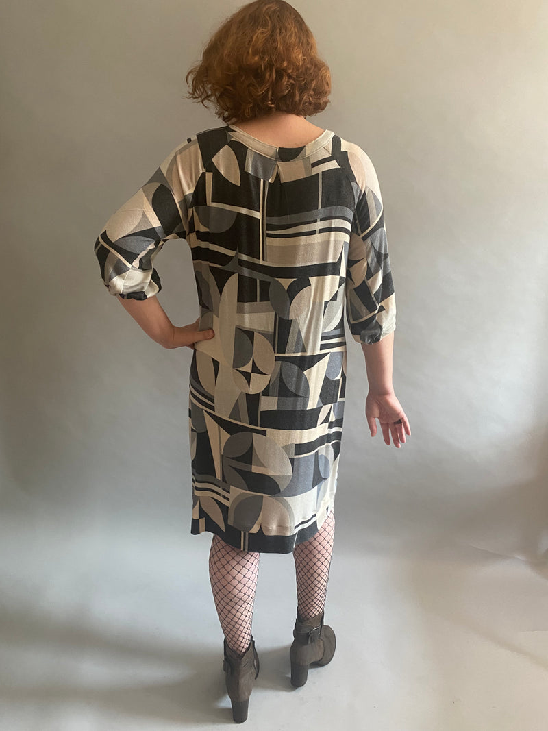 Geometric Knit Shirt Dress