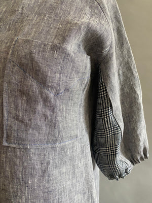 Blue Handkerchief Linen Shirt Dress