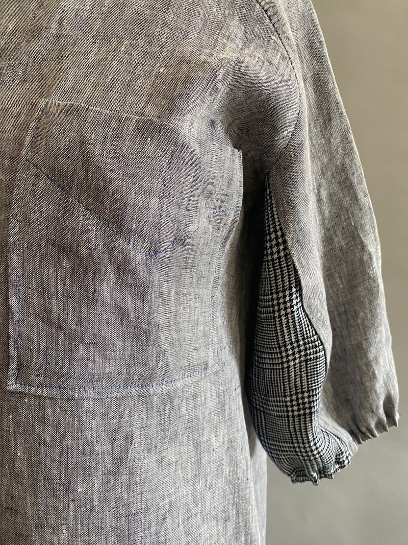 Blue Handkerchief Linen Shirt Dress