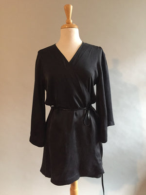 Black Silk Charmeuse Dressing Gown