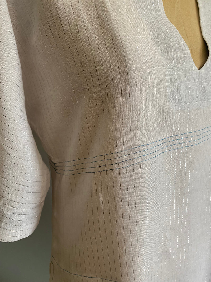 Linen Caftan With Contrasting Facing