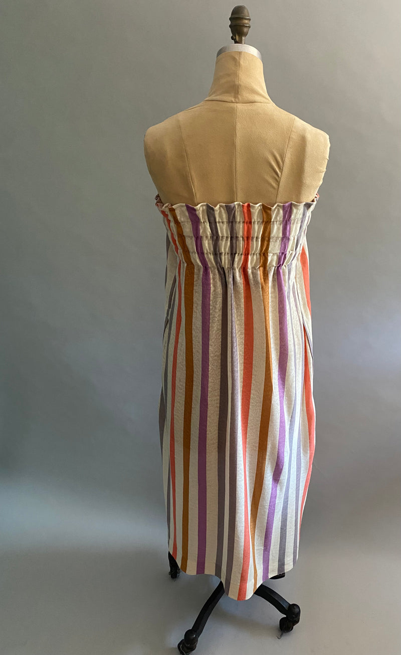 Strapless Stripey Linen Knit Dress