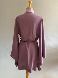 Orchid Silk Georgette Shortie Robe With Butterfly Sleeves