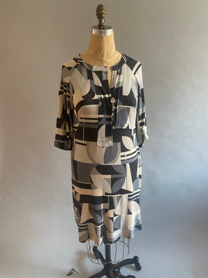 Geometric Knit Shirt Dress
