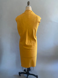 Saffron Bias Silk Matka Dress w/Asymmetrical Zipper