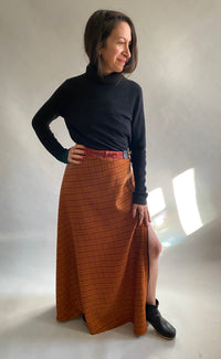 Bias Pumpkin Plaid Wool Skirt