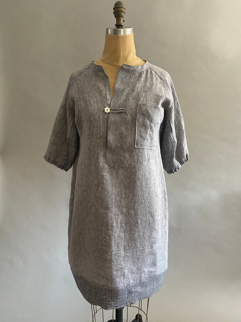 Blue Handkerchief Linen Shirt Dress