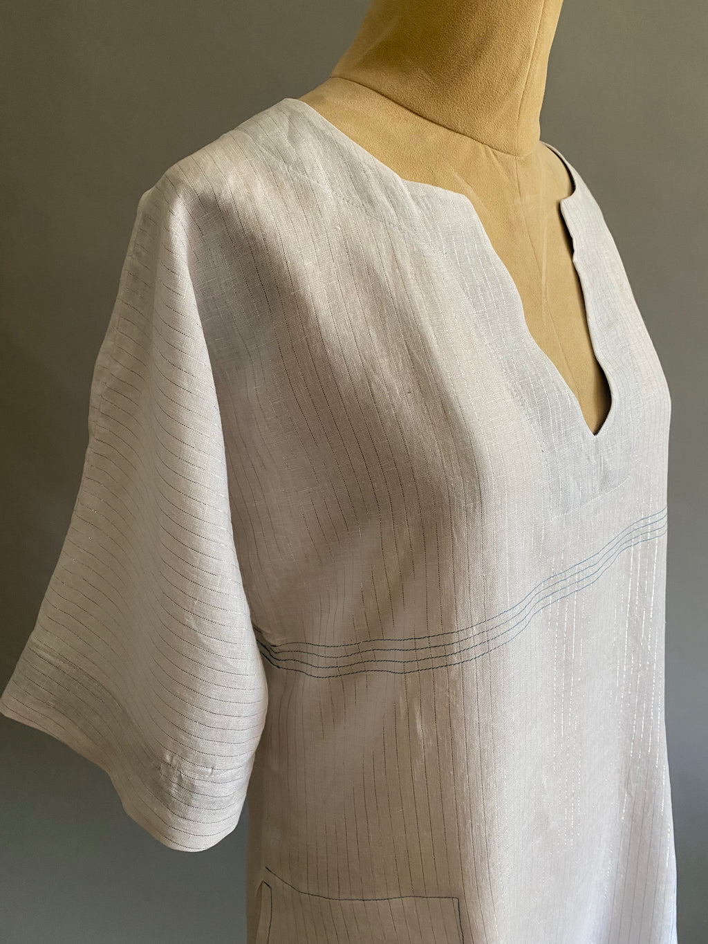 Linen Caftan With Contrasting Facing