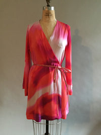 Pink Splash Print Silk Georgette Dressing Gown