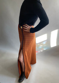 Bias Pumpkin Plaid Wool Skirt